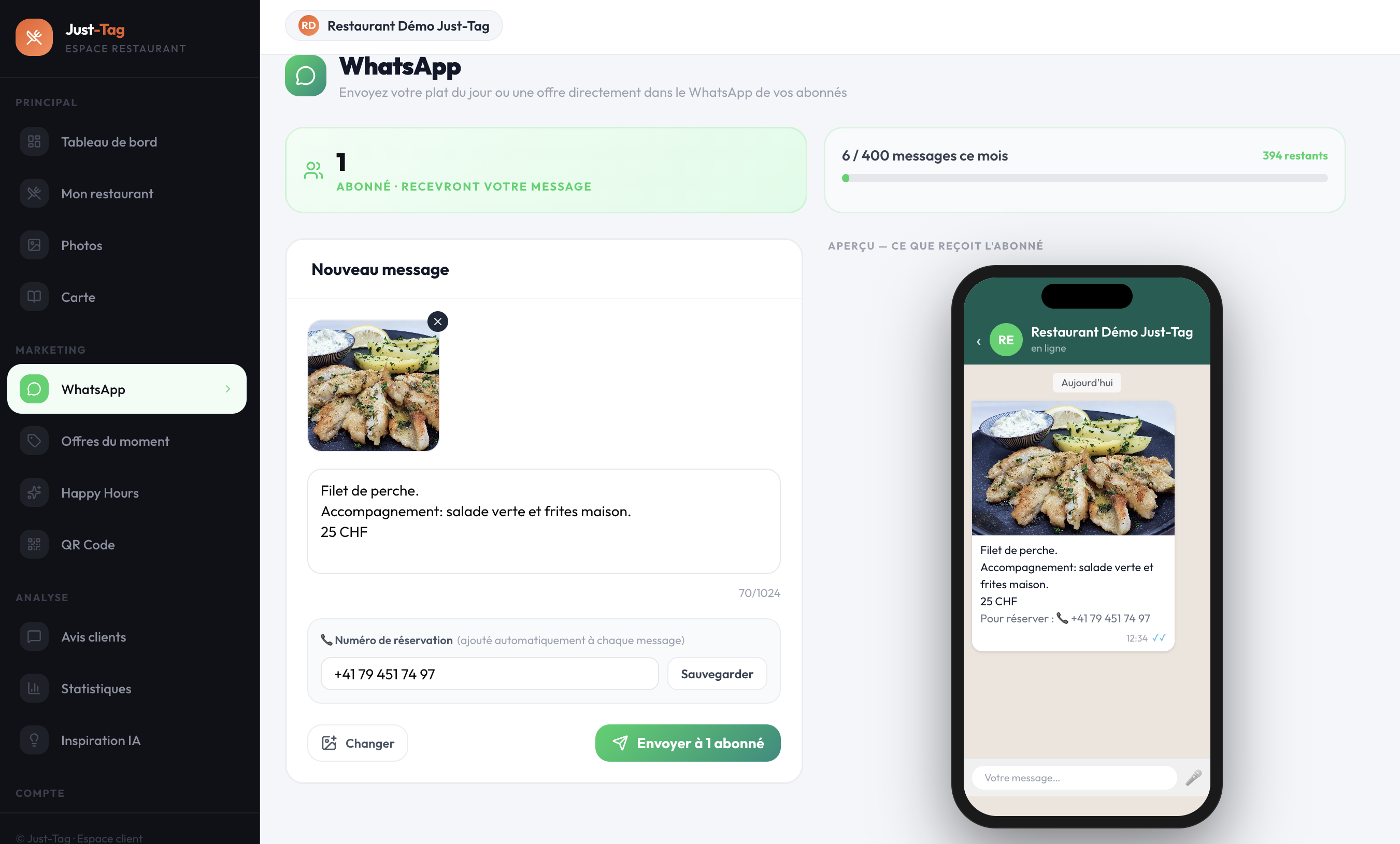 Envoi WhatsApp